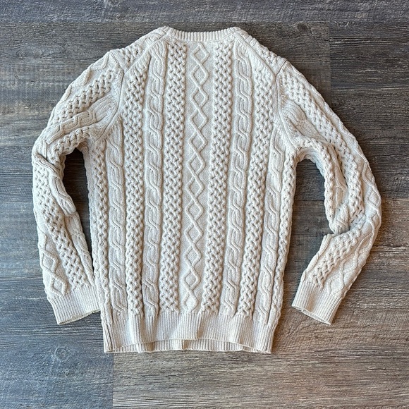 Massimo Dutti Cream Crewneck Sweater with Cable Knit Design - Picture 3 of 5